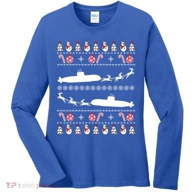 Submarine Service Submariner Ugly Christmas Gift Women's Long Sleeve Shirt