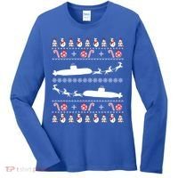 Submarine Service Submariner Ugly Christmas Gift Women's Long Sleeve Shirt thumb 0