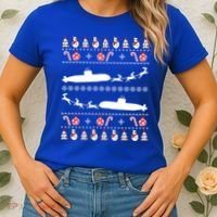 Submarine Service Submariner Ugly Christmas Gift Women's T-Shirt thumb 2