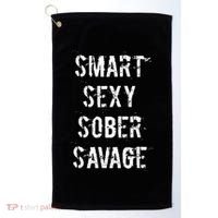 Smart Sexy Sober Savage Sobriety And Addiction Recovery Golf Towel thumb 0