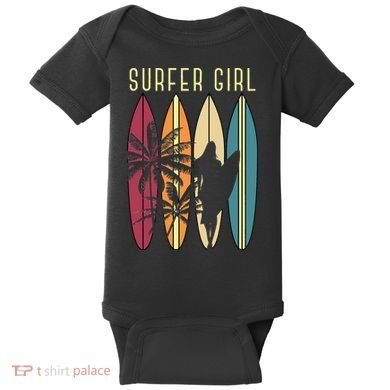 Surfer Surfboard Surfing Wo Surf Ocean Surfing Baby Bodysuit