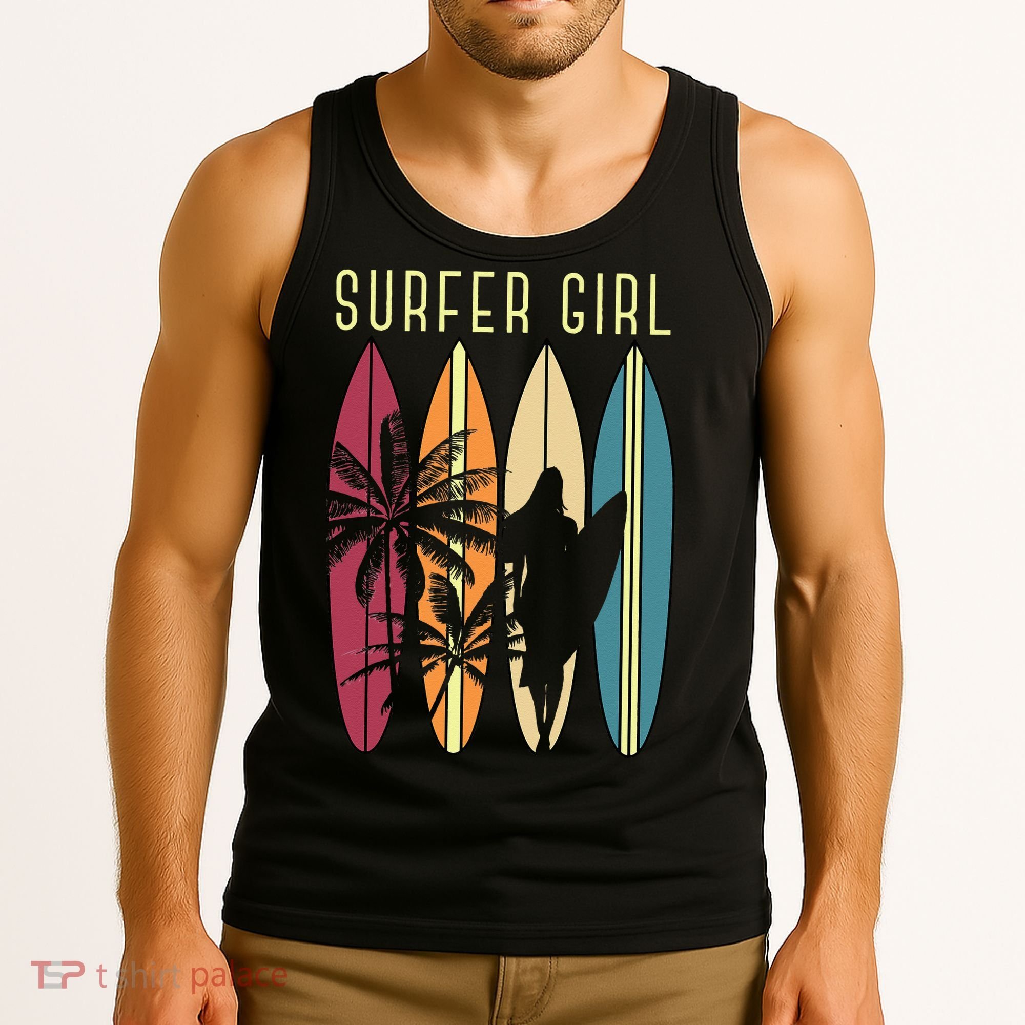 Surfer Surfboard Surfing Wo Surf Ocean Surfing Tank Top