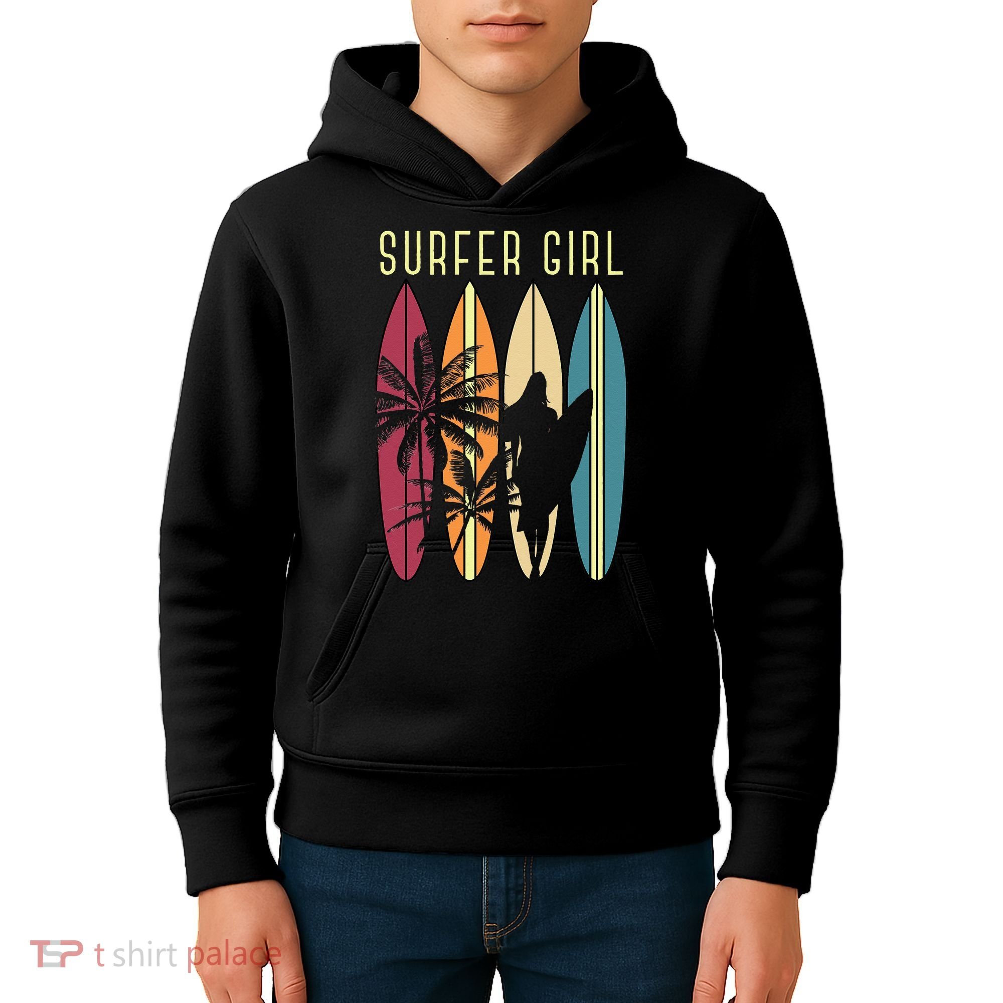 Surfer Surfboard Surfing Wo Surf Ocean Surfing Kids Hoodie