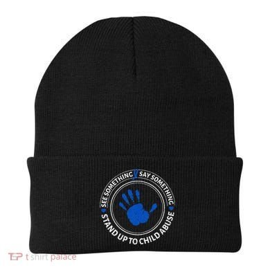 See Something Say Something Child Abuse Awareness Ribbon Beanie