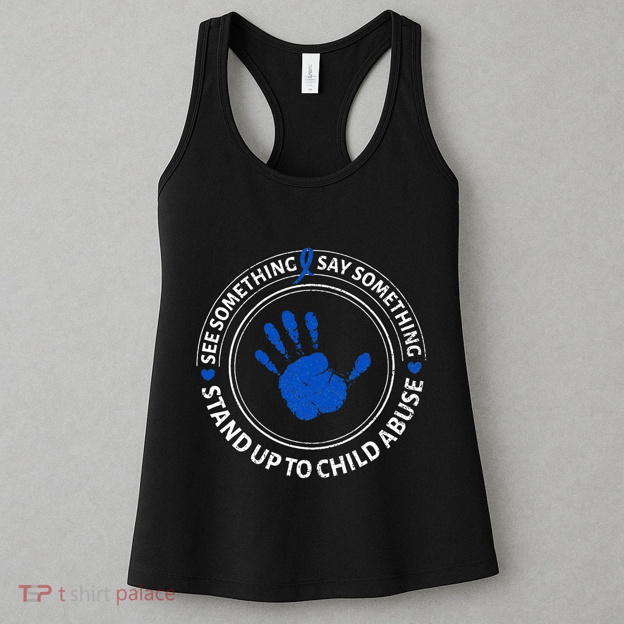 See Something Say Something Child Abuse Awareness Ribbon Women's Tank Top