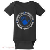 See Something Say Something Child Abuse Awareness Ribbon Baby Bodysuit thumb 0