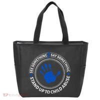 See Something Say Something Child Abuse Awareness Ribbon Tote Bag thumb 0