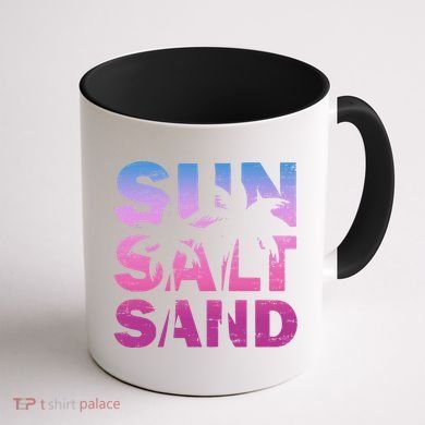 Sun Salt Sand Funny Palm Sun Retro Beach Summer Coffee Mug back