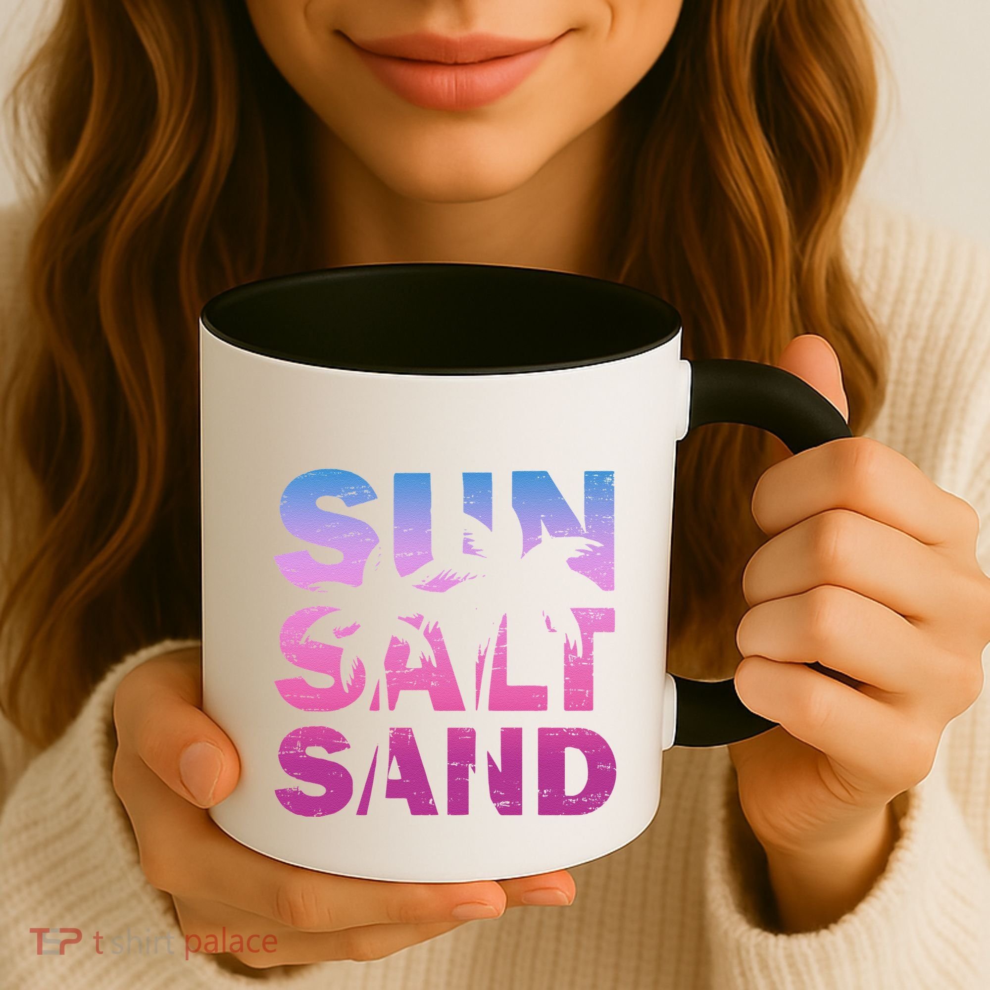 Sun Salt Sand Funny Palm Sun Retro Beach Summer Coffee Mug