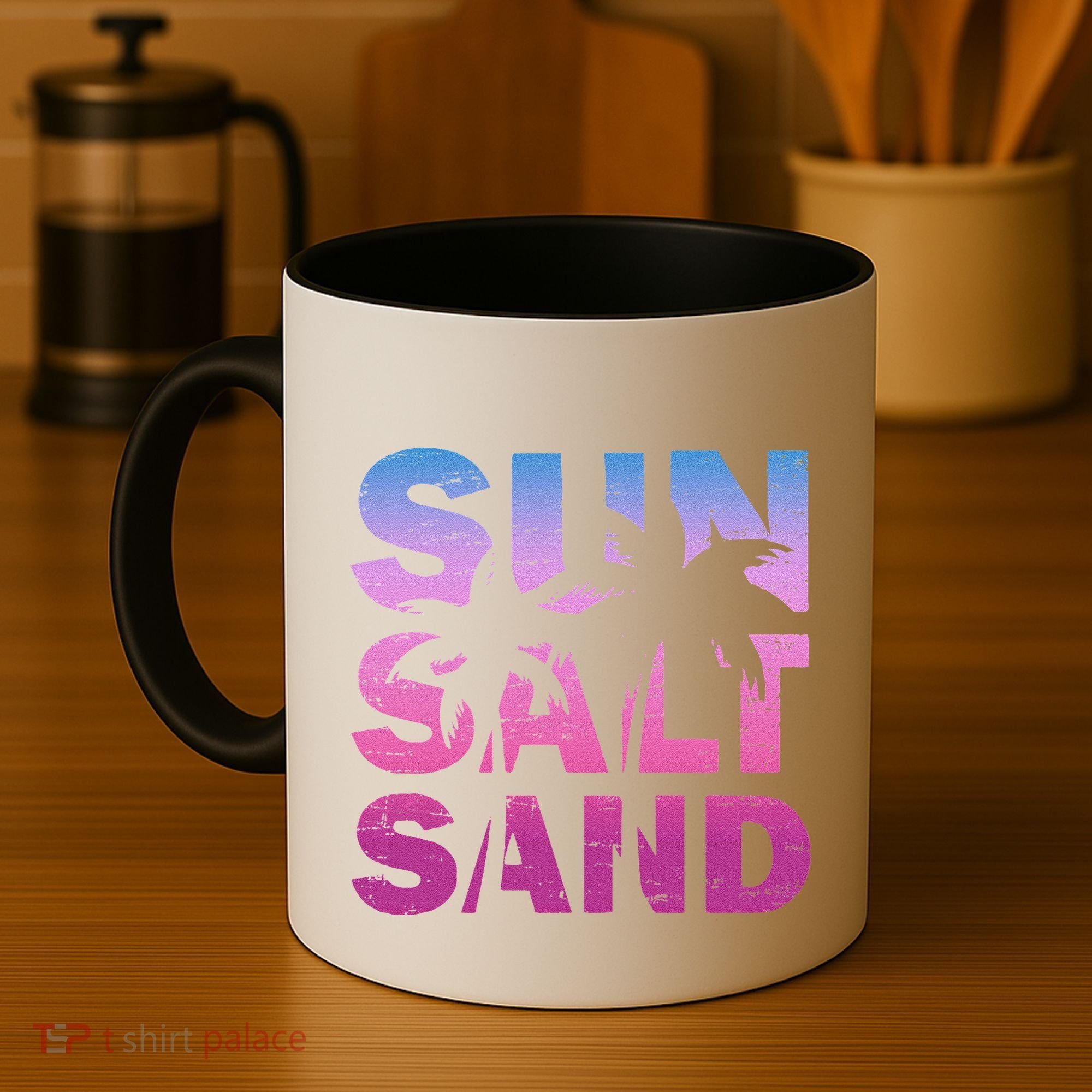 Sun Salt Sand Funny Palm Sun Retro Beach Summer Coffee Mug