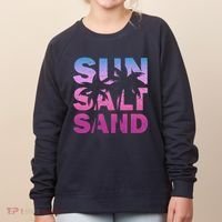 Sun Salt Sand Funny Palm Sun Retro Beach Summer Women's Sweatshirt thumb 0