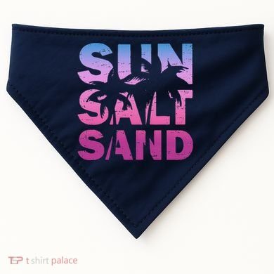 Sun Salt Sand Funny Palm Sun Retro Beach Summer USA-Made Doggie Bandana