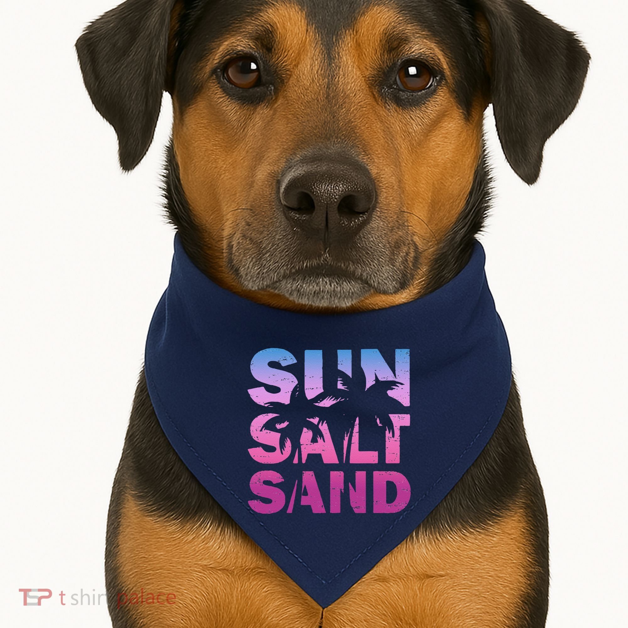 Sun Salt Sand Funny Palm Sun Retro Beach Summer USA-Made Doggie Bandana