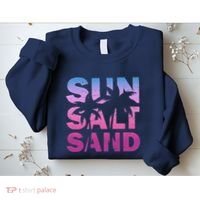 Sun Salt Sand Funny Palm Sun Retro Beach Summer Sweatshirt thumb 2