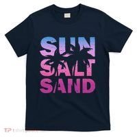 Sun Salt Sand Funny Palm Sun Retro Beach Summer T-Shirt thumb 0