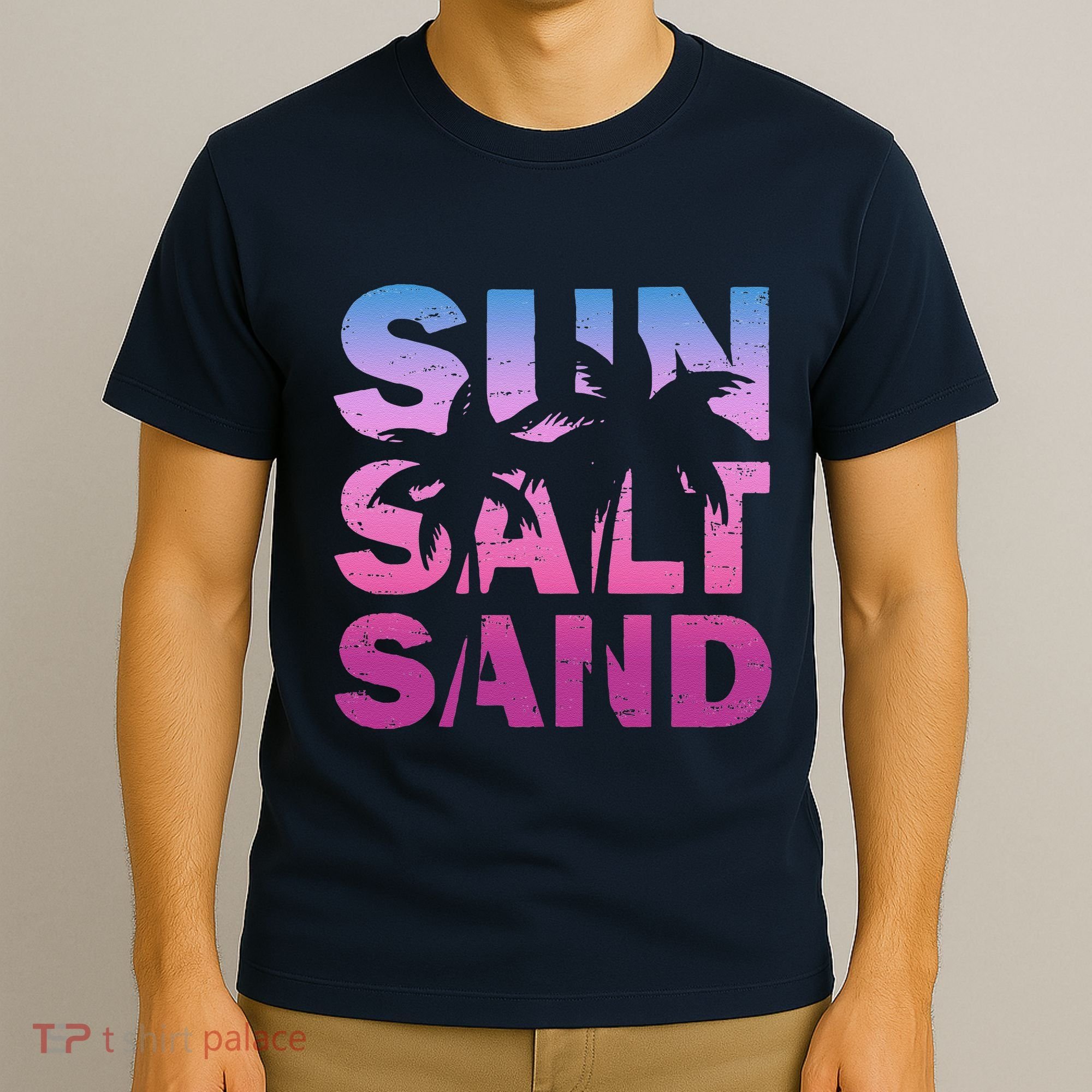 Sun Salt Sand Funny Palm Sun Retro Beach Summer T-Shirt