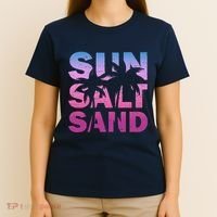 Sun Salt Sand Funny Palm Sun Retro Beach Summer T-Shirt thumb 4