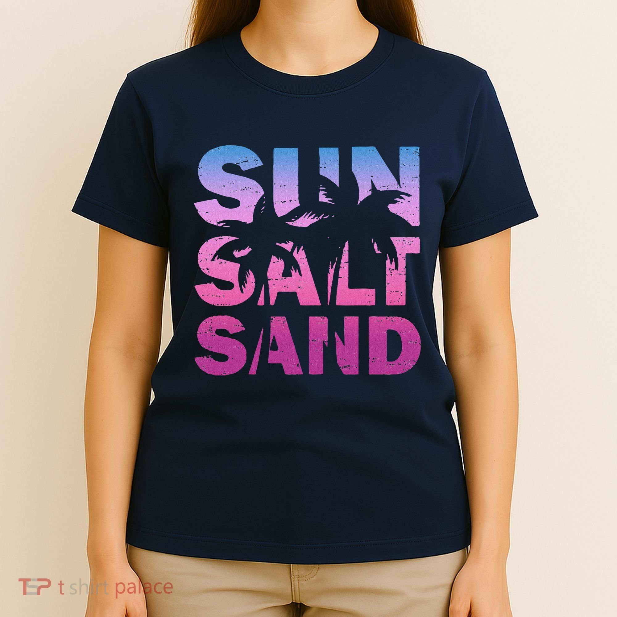 Sun Salt Sand Funny Palm Sun Retro Beach Summer T-Shirt