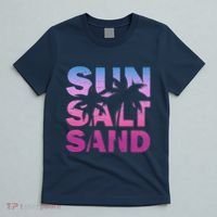 Sun Salt Sand Funny Palm Sun Retro Beach Summer T-Shirt thumb 5