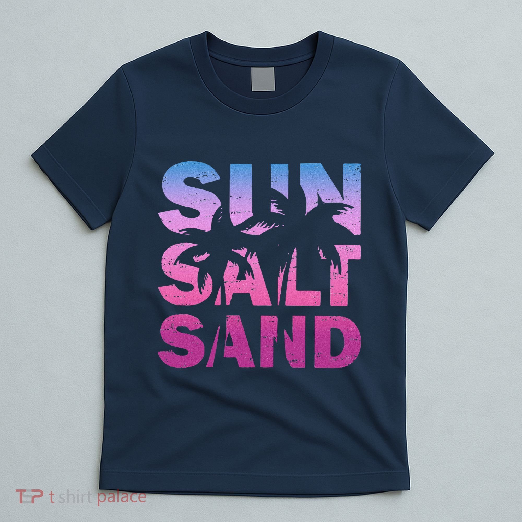 Sun Salt Sand Funny Palm Sun Retro Beach Summer T-Shirt
