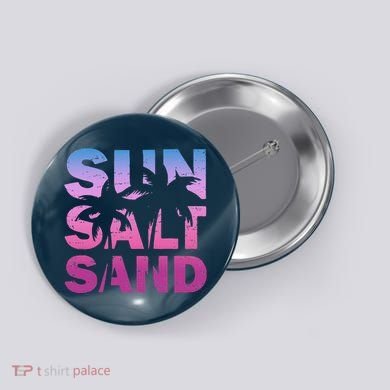 Sun Salt Sand Funny Palm Sun Retro Beach Summer Button
