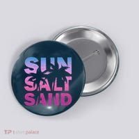 Sun Salt Sand Funny Palm Sun Retro Beach Summer Button thumb 0
