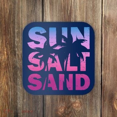 Sun Salt Sand Funny Palm Sun Retro Beach Summer Coaster