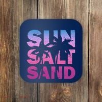 Sun Salt Sand Funny Palm Sun Retro Beach Summer Coaster thumb 0