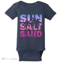 Sun Salt Sand Funny Palm Sun Retro Beach Summer Baby Bodysuit thumb 0
