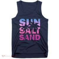 Sun Salt Sand Funny Palm Sun Retro Beach Summer Tank Top thumb 0