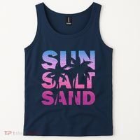Sun Salt Sand Funny Palm Sun Retro Beach Summer Tank Top thumb 2