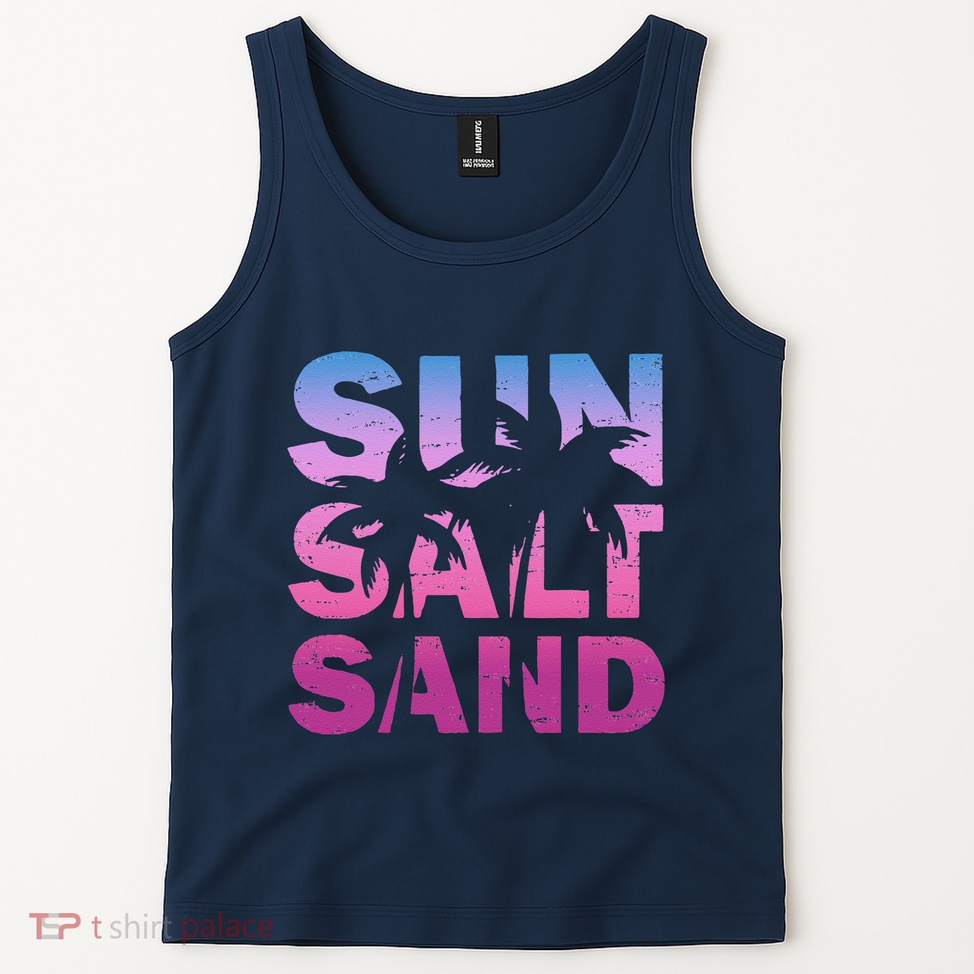 Sun Salt Sand Funny Palm Sun Retro Beach Summer Tank Top