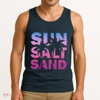 Sun Salt Sand Funny Palm Sun Retro Beach Summer Tank Top thumb 3
