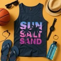 Sun Salt Sand Funny Palm Sun Retro Beach Summer Tank Top thumb 4