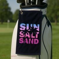Sun Salt Sand Funny Palm Sun Retro Beach Summer Golf Towel thumb 2