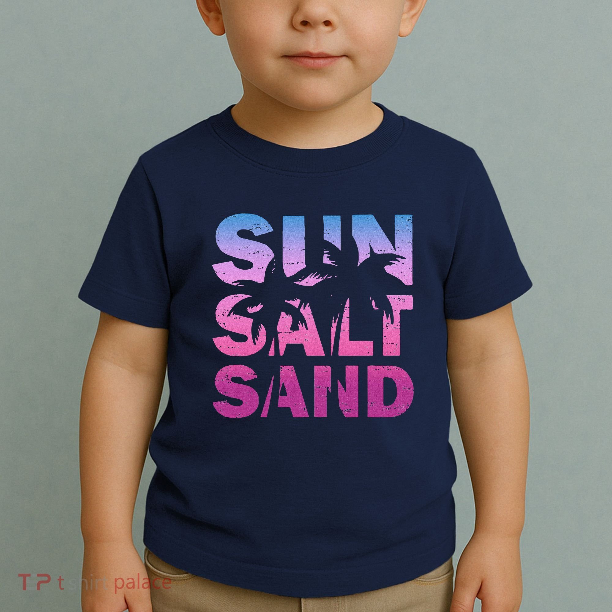 Sun Salt Sand Funny Palm Sun Retro Beach Summer Toddler T-Shirt