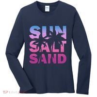 Sun Salt Sand Funny Palm Sun Retro Beach Summer Women's Long Sleeve Shirt thumb 0