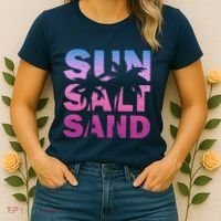 Sun Salt Sand Funny Palm Sun Retro Beach Summer Women's T-Shirt thumb 2