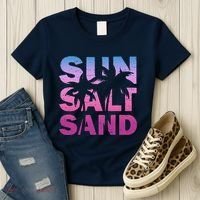 Sun Salt Sand Funny Palm Sun Retro Beach Summer Women's T-Shirt thumb 3