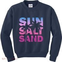 Sun Salt Sand Funny Palm Sun Retro Beach Summer Kids Sweatshirt thumb 0