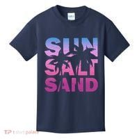 Sun Salt Sand Funny Palm Sun Retro Beach Summer Kids T-Shirt thumb 0