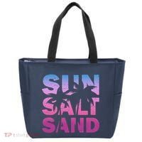 Sun Salt Sand Funny Palm Sun Retro Beach Summer Tote Bag thumb 0