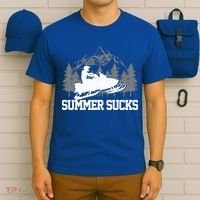 Snowmobile Summer Sucks Funny Motor Sled Vintage Gift T-Shirt thumb 6