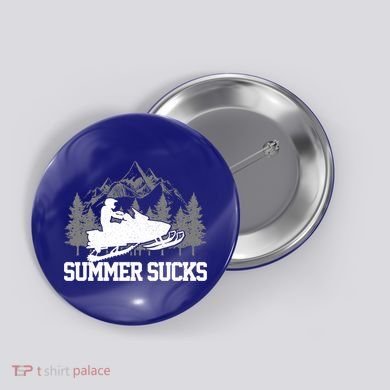 Snowmobile Summer Sucks Funny Motor Sled Vintage Gift Button