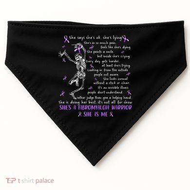 She Say SheS Ok SheS A Fibromyalgia Warrior Skeleton USA-Made Doggie Bandana
