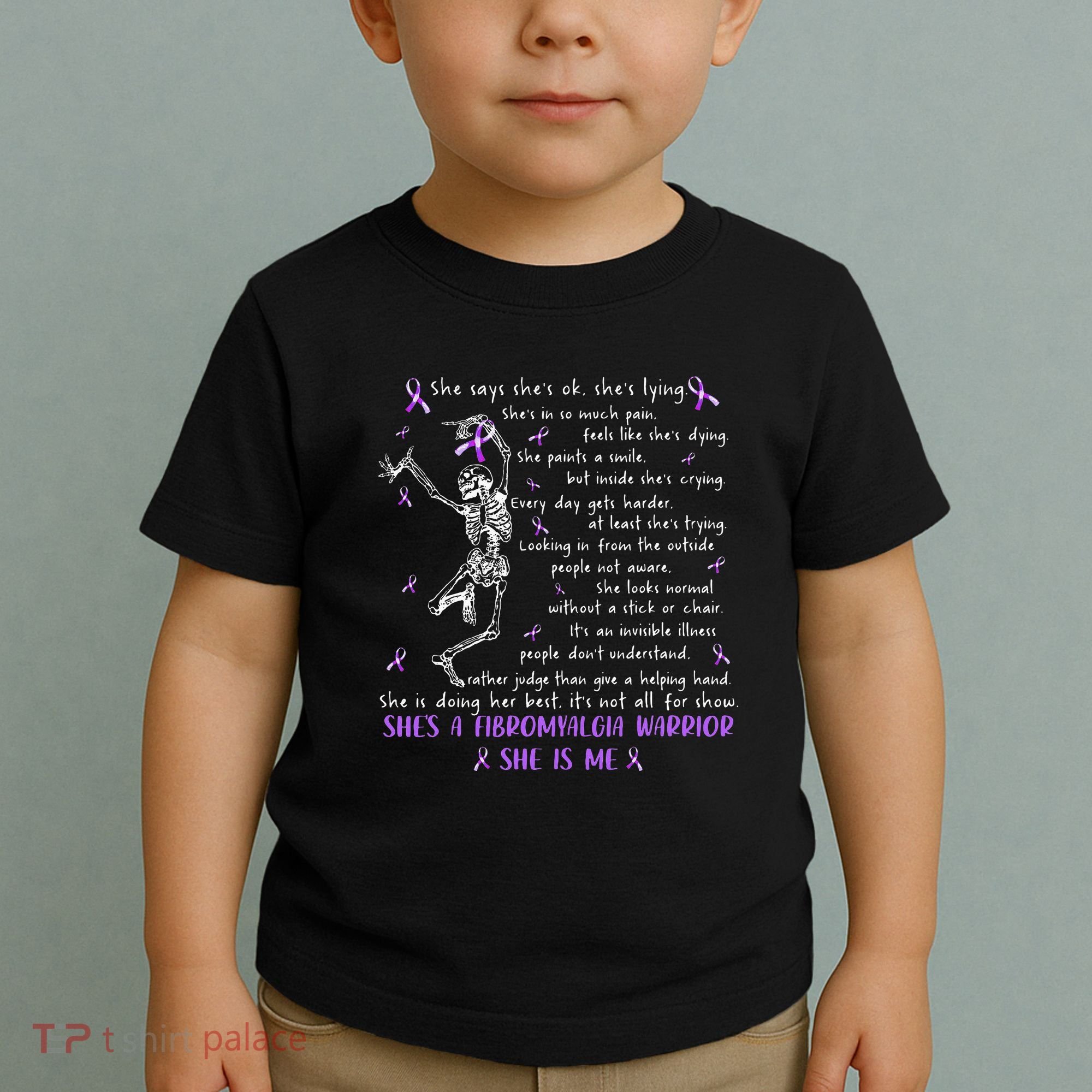 She Say SheS Ok SheS A Fibromyalgia Warrior Skeleton Toddler T-Shirt