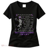 She Say SheS Ok SheS A Fibromyalgia Warrior Skeleton Women's T-Shirt thumb 0