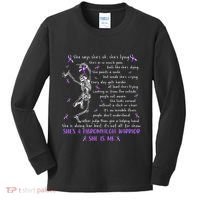 She Say SheS Ok SheS A Fibromyalgia Warrior Skeleton Kids Long Sleeve Shirt thumb 0