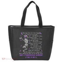 She Say SheS Ok SheS A Fibromyalgia Warrior Skeleton Tote Bag thumb 0