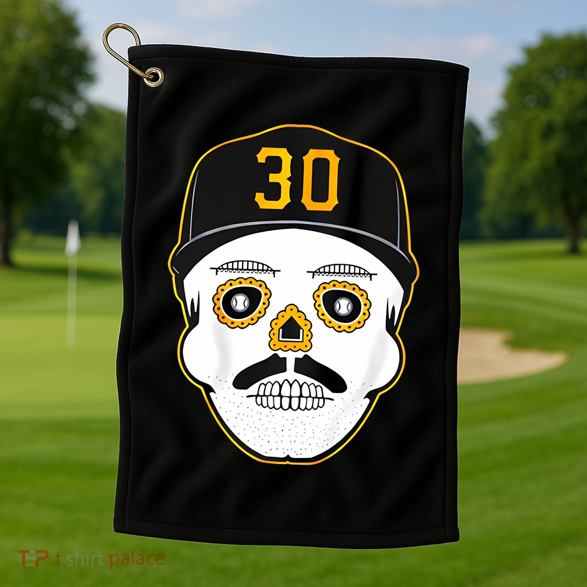 Skenes Sugar Skull Baseball Fan Golf Towel